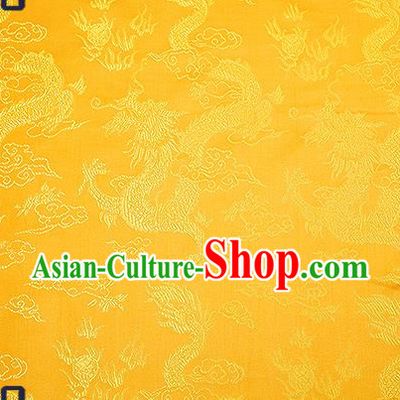 Chinese Traditional Yellow Brocade Fabric Asian Dragons Pattern Design Satin Tang Suit Silk Fabric Material