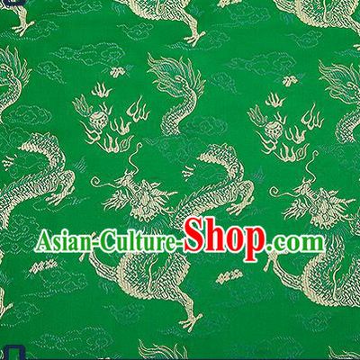 Chinese Traditional Green Brocade Fabric Asian Dragons Pattern Design Satin Tang Suit Silk Fabric Material