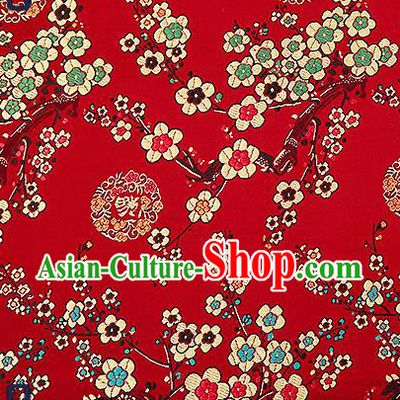 Chinese Traditional Purplish Red Brocade Fabric Classical Plum Blossom Pattern Design Satin Tang Suit Silk Fabric Material