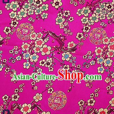 Chinese Traditional Rosy Brocade Fabric Classical Plum Blossom Pattern Design Satin Tang Suit Silk Fabric Material