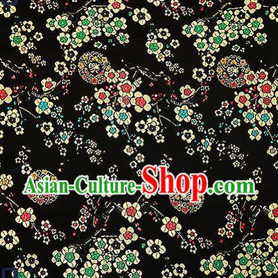 Chinese Traditional Black Brocade Fabric Classical Plum Blossom Pattern Design Satin Tang Suit Silk Fabric Material