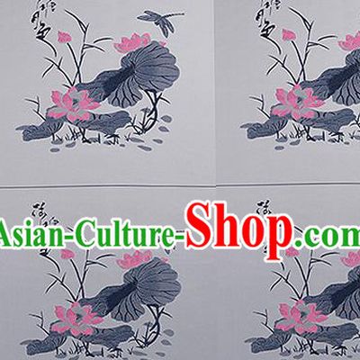 Chinese Traditional Grey Brocade Fabric Asian Embroidery Lotus Pattern Design Satin Cushion Silk Fabric Material