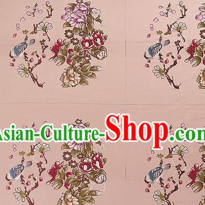 Chinese Traditional Khaki Brocade Fabric Asian Embroidery Pattern Design Satin Cushion Silk Fabric Material