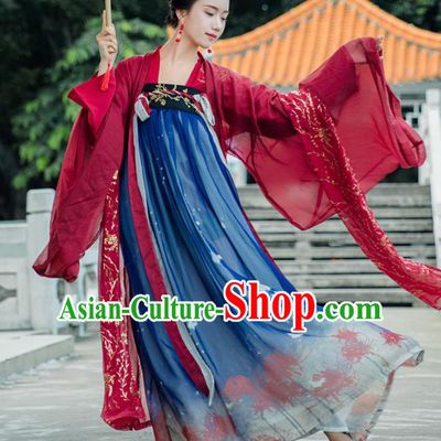 Traditional Chinese Ancient Imperial Consort Hanfu Dress Tang Dynasty Princess Embroidered Historical Costumes for Women