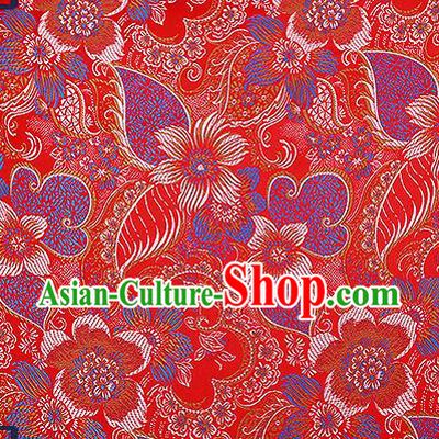 Chinese Traditional Red Brocade Fabric Classical Palace Flowers Pattern Design Satin Tang Suit Silk Fabric Material