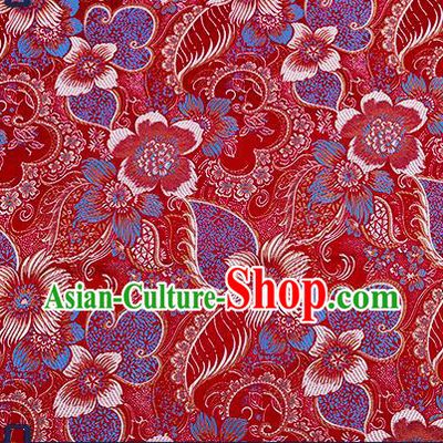 Chinese Traditional Purplish Red Brocade Fabric Classical Palace Flowers Pattern Design Satin Tang Suit Silk Fabric Material