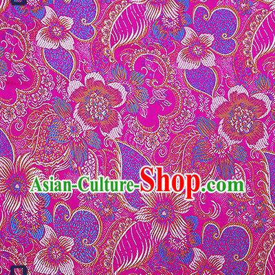 Chinese Traditional Rosy Brocade Fabric Classical Palace Flowers Pattern Design Satin Tang Suit Silk Fabric Material