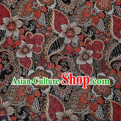 Chinese Traditional Black Brocade Fabric Classical Palace Flowers Pattern Design Satin Tang Suit Silk Fabric Material