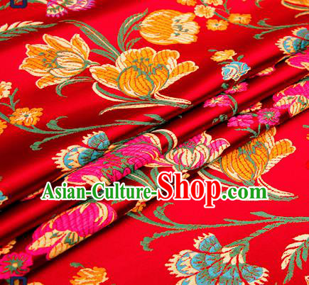 Chinese Traditional Flower Silk Fabric Brocade Embroidered Fabric Dress Material Chinese Traditional Flower Silk Fabric Brocade Embroidered Fabric Dress Material