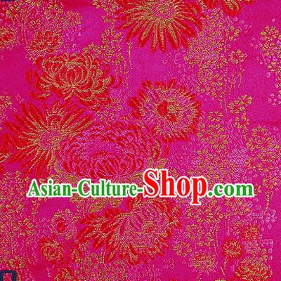 Traditional Chinese Rosy Brocade Drapery Classical Fireworks Pattern Design Satin Table Flag Silk Fabric Material