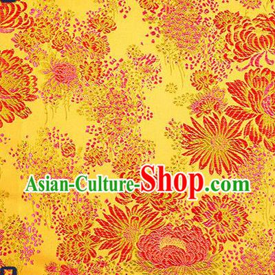 Traditional Chinese Golden Brocade Drapery Classical Fireworks Pattern Design Satin Table Flag Silk Fabric Material