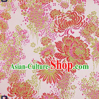 Traditional Chinese Pink Brocade Drapery Classical Fireworks Pattern Design Satin Table Flag Silk Fabric Material
