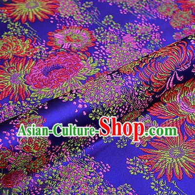 Traditional Chinese Purple Brocade Drapery Classical Fireworks Pattern Design Satin Table Flag Silk Fabric Material