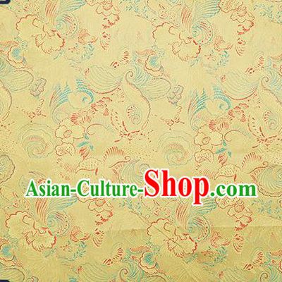 Traditional Chinese Yellow Brocade Drapery Classical Butterfly Peony Pattern Design Satin Cheongsam Silk Fabric Material