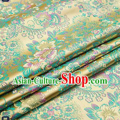 Chinese Traditional Green Brocade Drapery Classical Peony Pattern Design Satin Tang Suit Qipao Silk Fabric Material