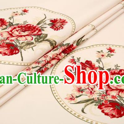 Traditional Chinese Brocade Drapery Classical Red Peony Pattern Design Satin Cushion Silk Fabric Material