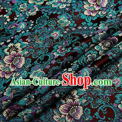 Chinese Traditional Deep Amaranth Brocade Drapery Classical Peony Pattern Design Satin Tang Suit Qipao Silk Fabric Material