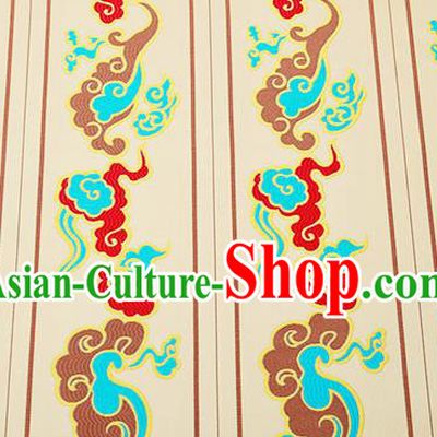 Chinese Traditional Golden Brocade Drapery Classical Clouds Pattern Design Satin Cushion Silk Fabric Material