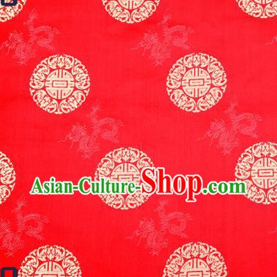 Traditional Chinese Red Brocade Drapery Classical Dragon Pattern Design Satin Cushion Silk Fabric Material