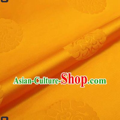Traditional Chinese Brocade Drapery Classical Pattern Design Yellow Satin Qipao Silk Fabric Material