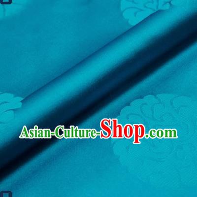 Traditional Chinese Brocade Drapery Classical Pattern Design Blue Satin Qipao Silk Fabric Material
