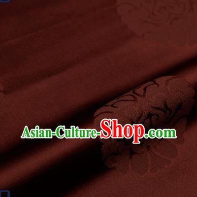 Traditional Chinese Brocade Drapery Classical Pattern Design Brown Satin Qipao Silk Fabric Material