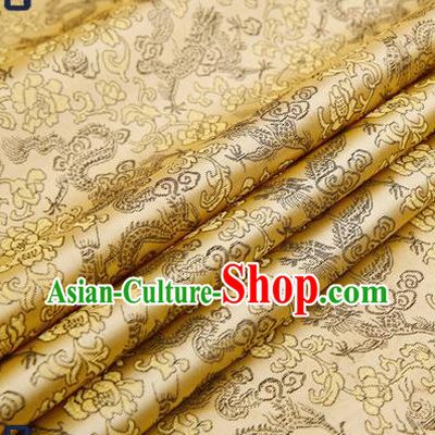 Traditional Chinese Satin Brocade Drapery Classical Black Dragons Pattern Design Qipao Silk Fabric Material