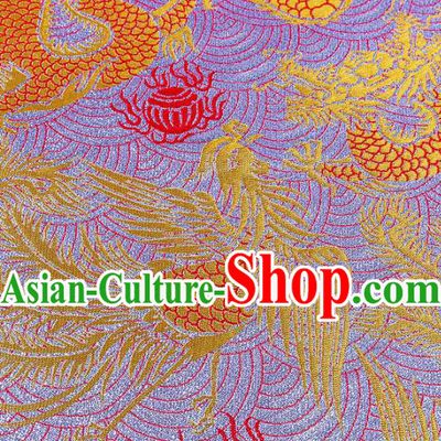 Asian Chinese Traditional Fabric Purple Brocade Silk Material Classical Dragon Phoenix Pattern Design Satin Drapery