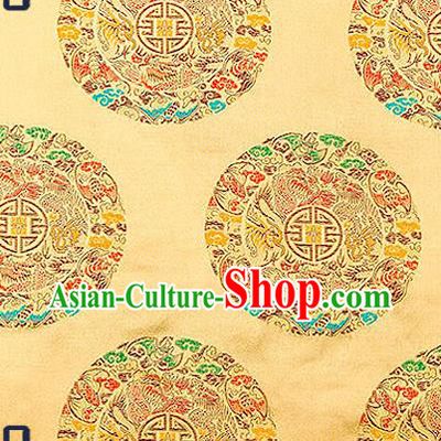 Asian Chinese Traditional Fabric Tang Suit Golden Brocade Silk Material Classical Dragons Pattern Design Satin Drapery