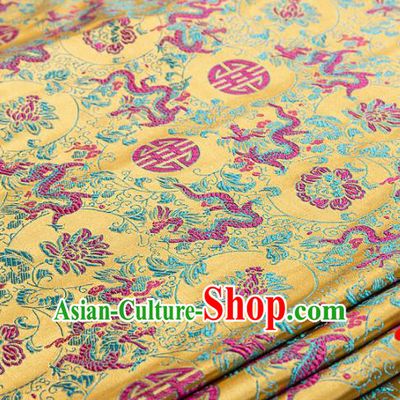 Asian Chinese Traditional Fabric Tang Suit Brocade Silk Material Classical Dragons Pattern Design Satin Drapery