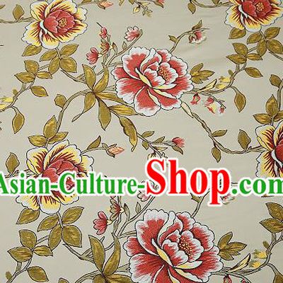 Traditional Chinese Light Blue Satin Brocade Drapery Classical Embroidery Peony Pattern Design Cushion Silk Fabric Material