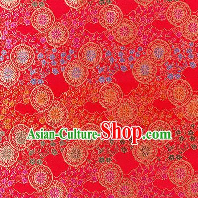 Asian Chinese Traditional Fabric Red Brocade Silk Material Classical Pattern Design Satin Drapery