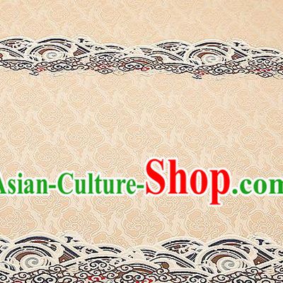 Traditional Chinese Beige Satin Brocade Drapery Classical Embroidery Clouds Pattern Design Cushion Silk Fabric Material