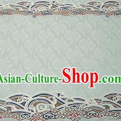Traditional Chinese Light Blue Satin Brocade Drapery Classical Embroidery Clouds Pattern Design Cushion Silk Fabric Material