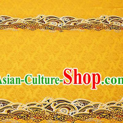 Traditional Chinese Yellow Satin Brocade Drapery Classical Embroidery Clouds Pattern Design Cushion Silk Fabric Material