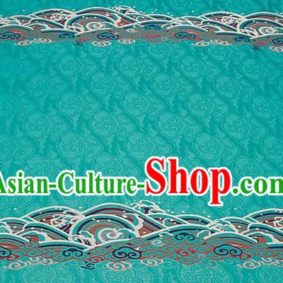 Traditional Chinese Blue Satin Brocade Drapery Classical Embroidery Clouds Pattern Design Cushion Silk Fabric Material