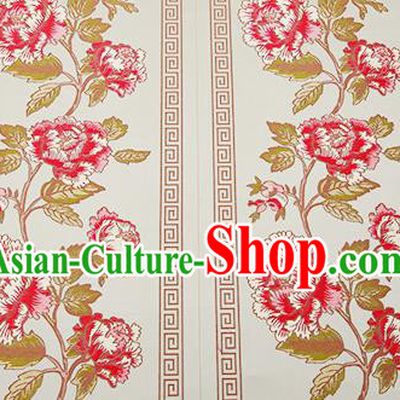 Traditional Chinese Classical Light Blue Satin Brocade Drapery Embroidery Peony Pattern Design Cushion Silk Fabric Material