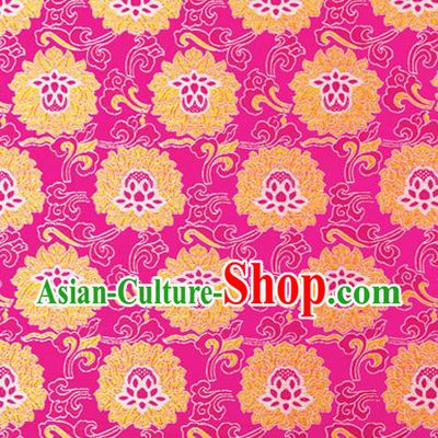 Traditional Chinese Rosy Brocade Drapery Classical Lotus Pattern Design Satin Tang Suit Silk Fabric Material
