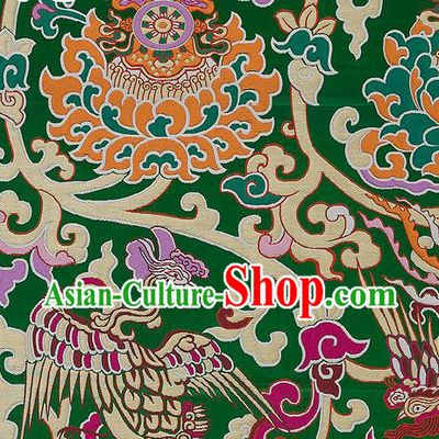 Traditional Chinese Tang Suit Silk Fabric Green Nanjing Brocade Material Classical Dragons Pattern Design Satin Drapery