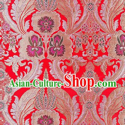 Traditional Chinese Tang Suit Red Nanjing Brocade Material Silk Fabric Classical Pattern Design Satin Drapery