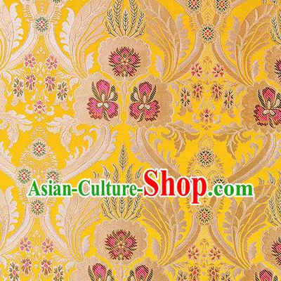 Traditional Chinese Tang Suit Yellow Nanjing Brocade Material Silk Fabric Classical Pattern Design Satin Drapery