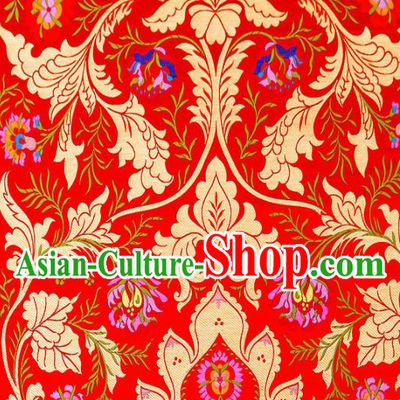 Asian Chinese Traditional Satin Fabric Tang Suit Red Brocade Silk Material Classical Pattern Design Drapery