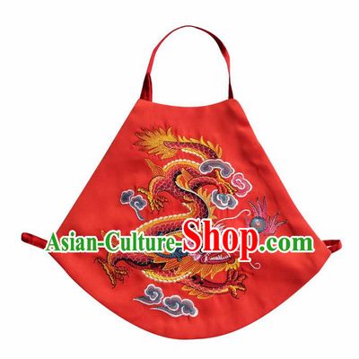 Chinese Classical Red Brocade Bellyband Traditional Baby Embroidered Dragon Stomachers for Kids