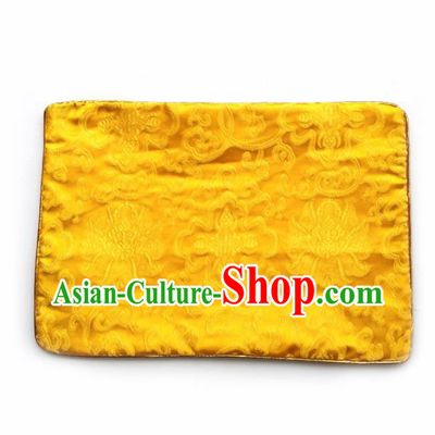 Asian Chinese Traditional Satin Pillowslip Yellow Brocade Silk Pillowcase