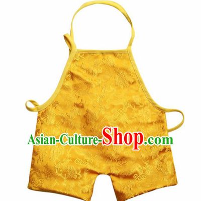 Chinese Classical Yellow Brocade Bellyband Traditional Baby Embroidered Dragons Pantyhose Stomachers for Kids