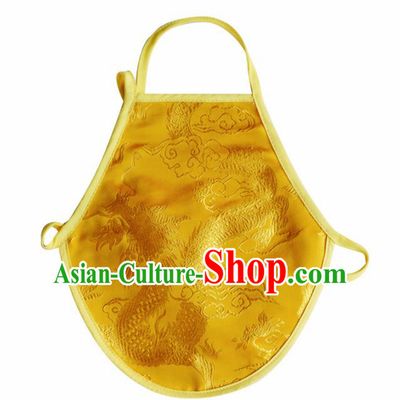 Chinese Classical Embroidered Dragon Brocade Bellyband Traditional Baby Yellow Silk Stomachers for Kids