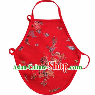 Chinese Classical Brocade Bellyband Traditional Baby Embroidered Dragon Red Silk Stomachers for Kids