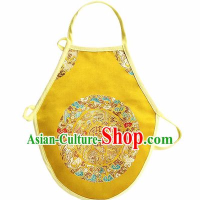 Chinese Classical Brocade Bellyband Traditional Baby Embroidered Dragon Yellow Silk Stomachers for Kids