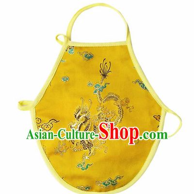 Chinese Classical Brocade Bellyband Traditional Baby Embroidered Dragon Yellow Silk Stomachers for Kids