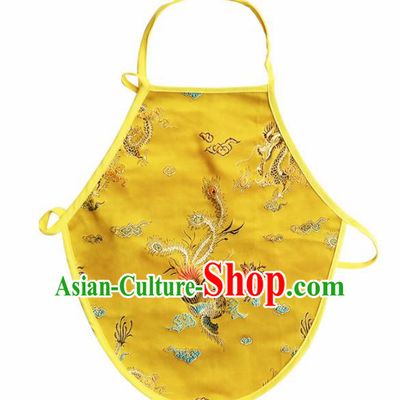 Chinese Classical Brocade Bellyband Traditional Baby Embroidered Phoenix Peony Yellow Silk Stomachers for Kids